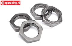 HPI102216 Radmutter Gun Metal Ø24 mm, 4 st.