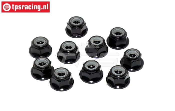 TPS1224/02 Alu-Sicherungs mutter M4 Schwarz, 10 st.