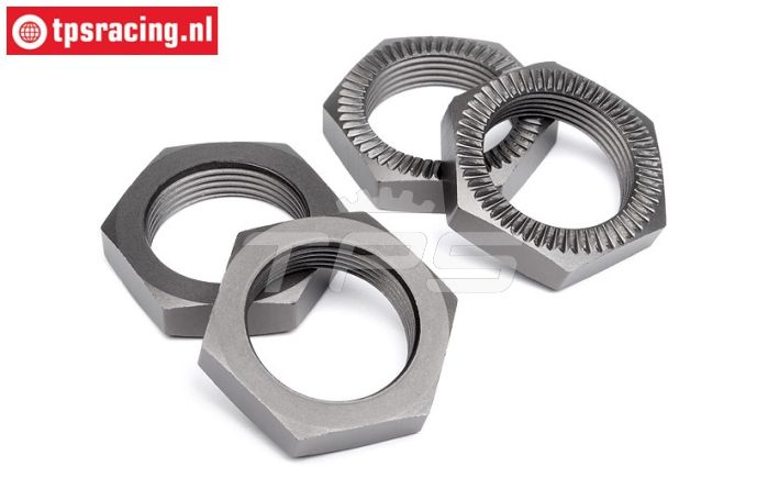 HPI102216 Radmutter Gun Metal Ø24 mm, 4 st.