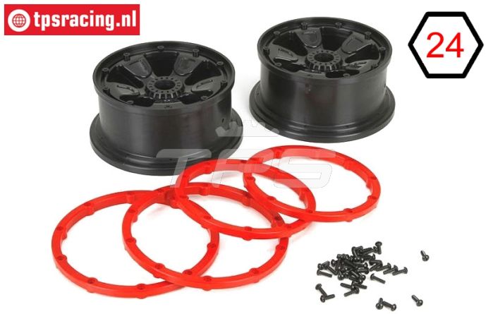 LOS45005 Felge Schwarz-Rot Ø120-B60 mm, Set