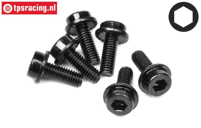 HPI94453 Zylinderkopf schraube mit flansch M3-L8 mm, 6 St.