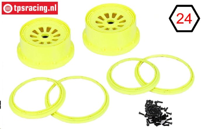 LOSB7035 Felgen Neon-Gelb Ø120-B60 mm, Set
