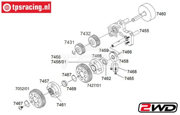 Konstruktionszeichnung 2 Gang Getriebe FG7450