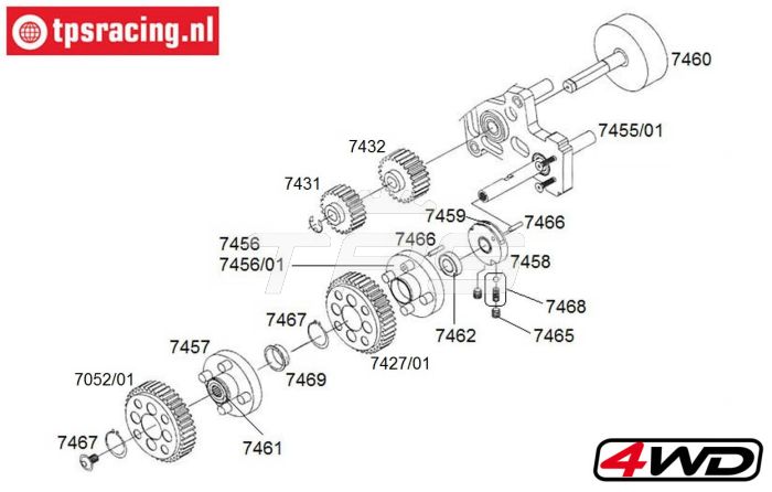 Konstruktionszeichnung 2 Gang Getriebe FG7452