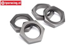 HPI102216 Radmutter Gun Metal Ø24 mm, 4 st.